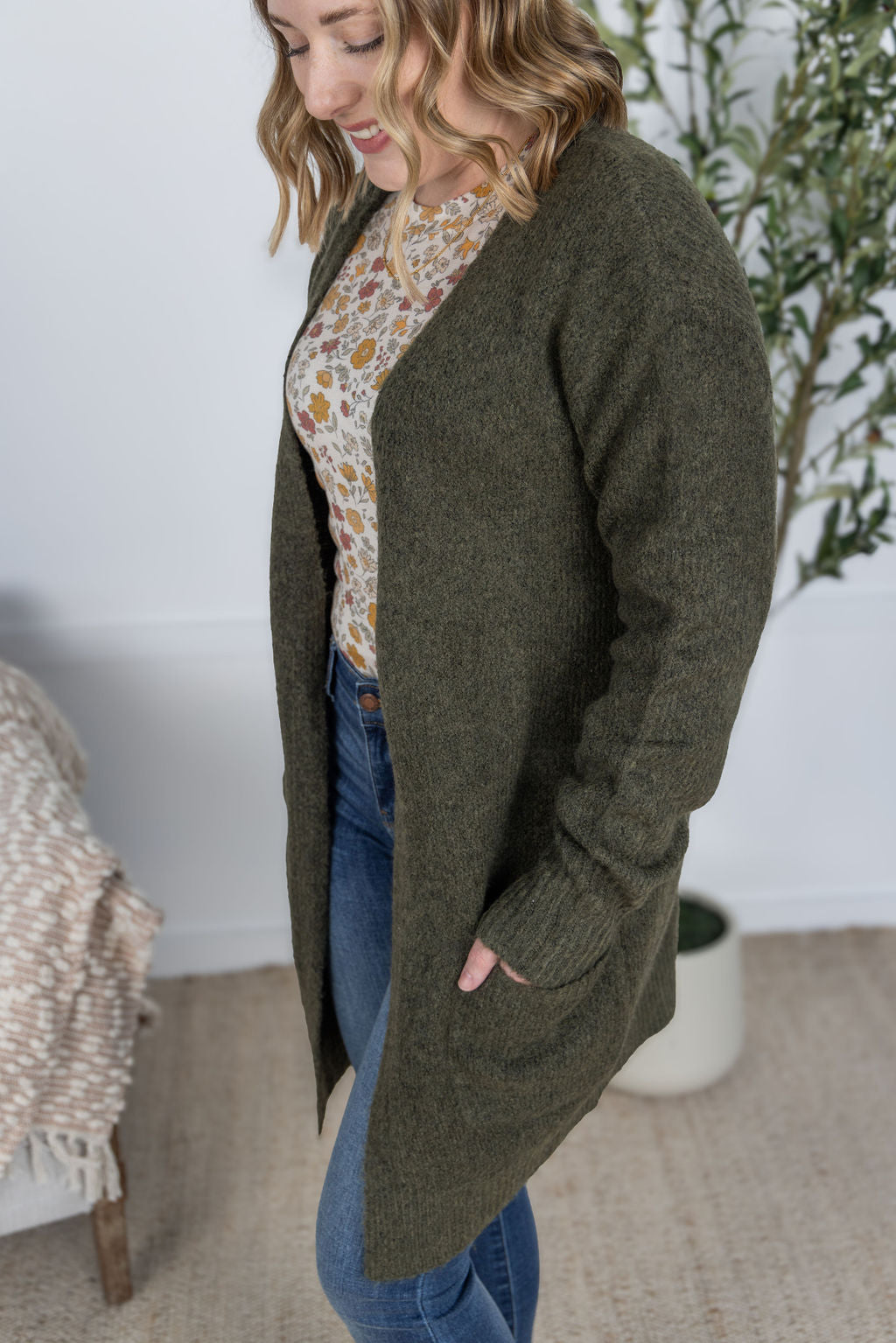 ARRIVED Madison Cozy Cardigan - Dark Olive