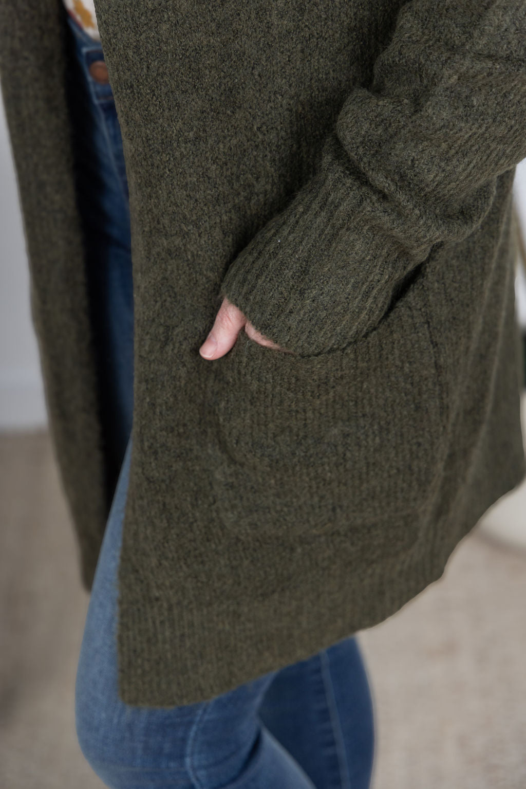 ARRIVED Madison Cozy Cardigan - Dark Olive