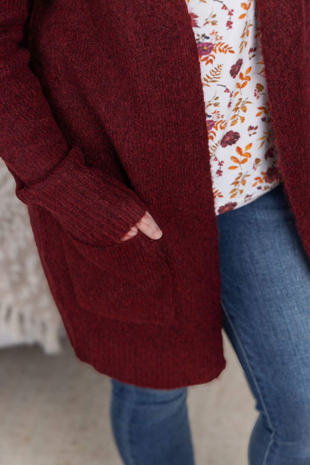 ARRIVED Madison Cozy Cardigan - Burgundy