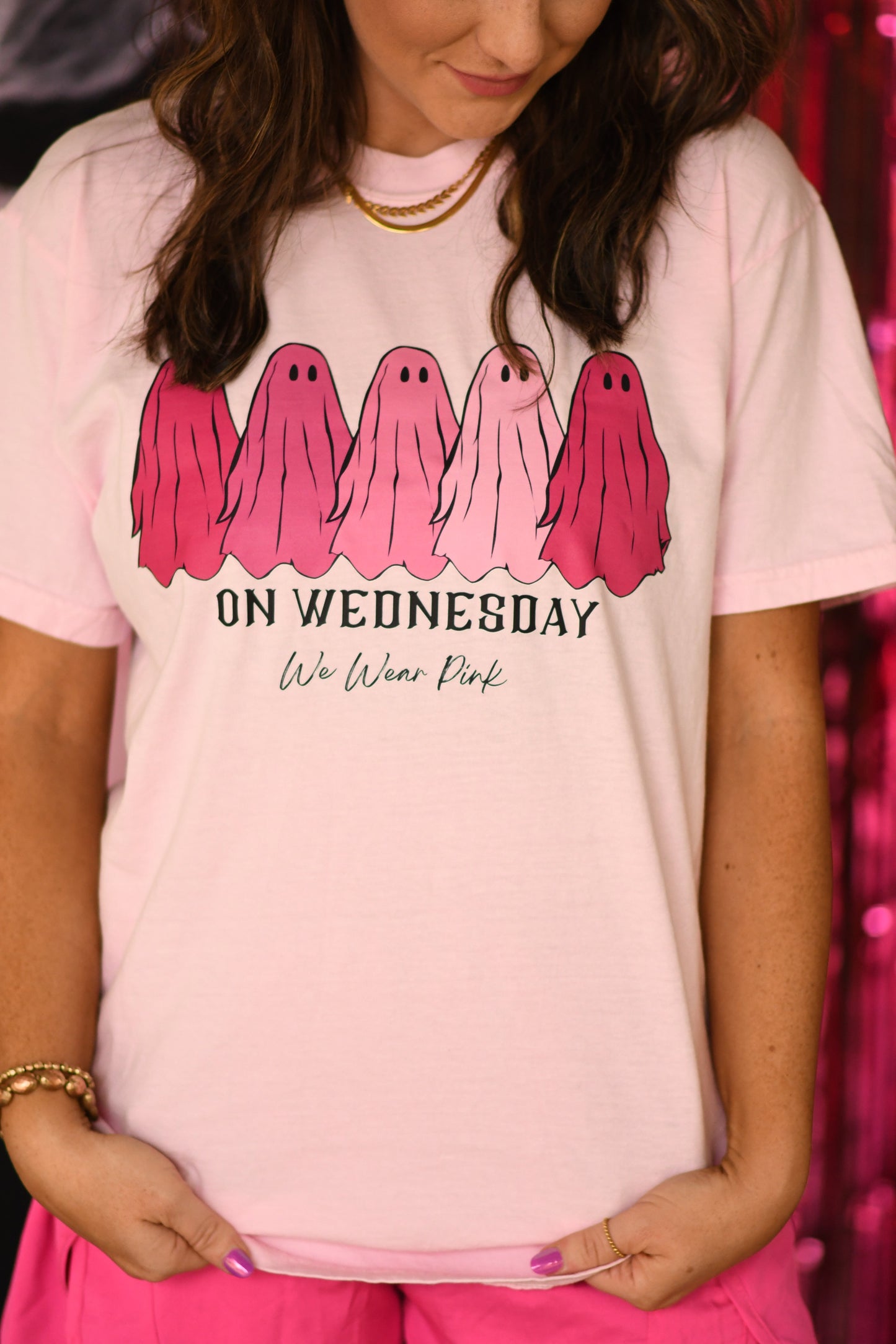 On Wednesdays We Wear Pink Ghosts Tee