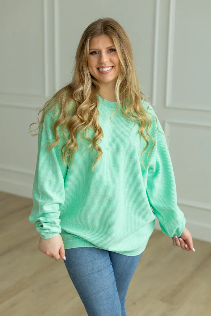 SEAGLASS - Essential Luxe Corded Crew Sweatshirt
