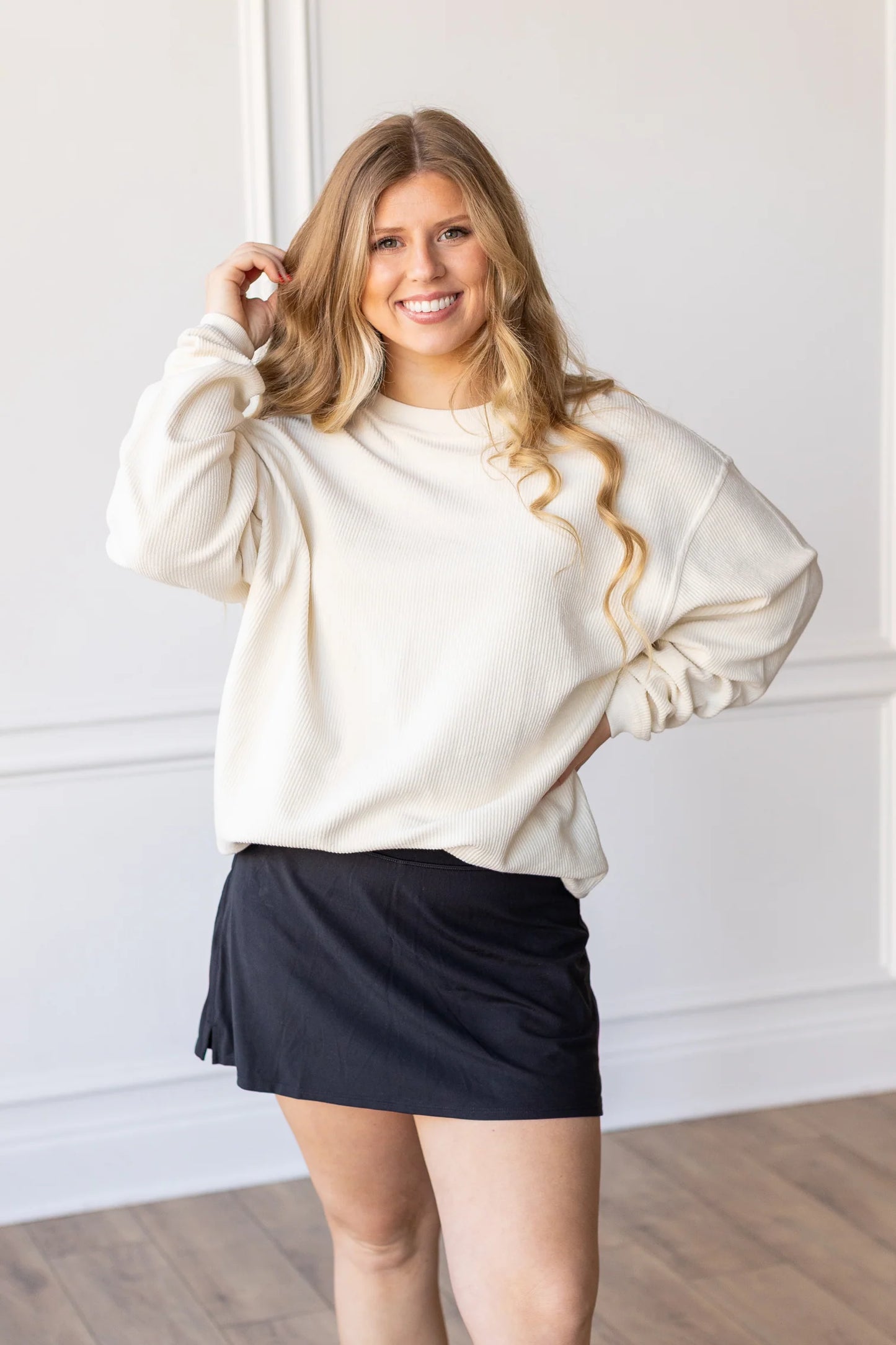 EGGNOG - Essential Luxe Corded Crew Sweatshirt