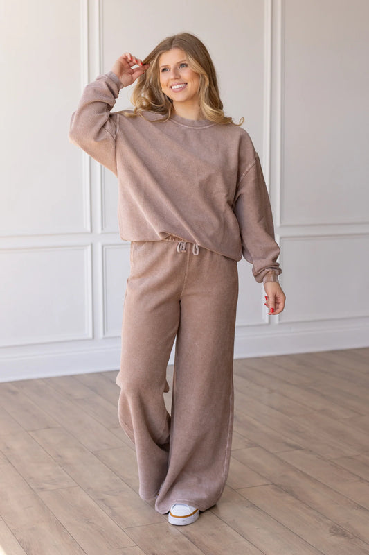TOFFEE - Essential Luxe Corded Crew Sweatshirt
