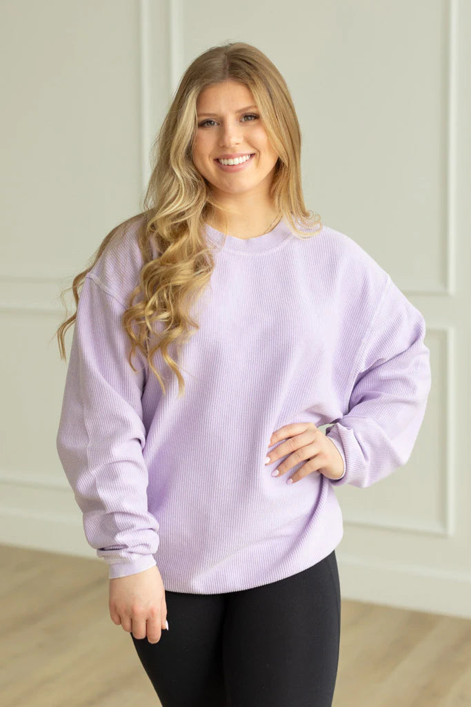 ORCHID PETAL - Essential Luxe Corded Crew Sweatshirt