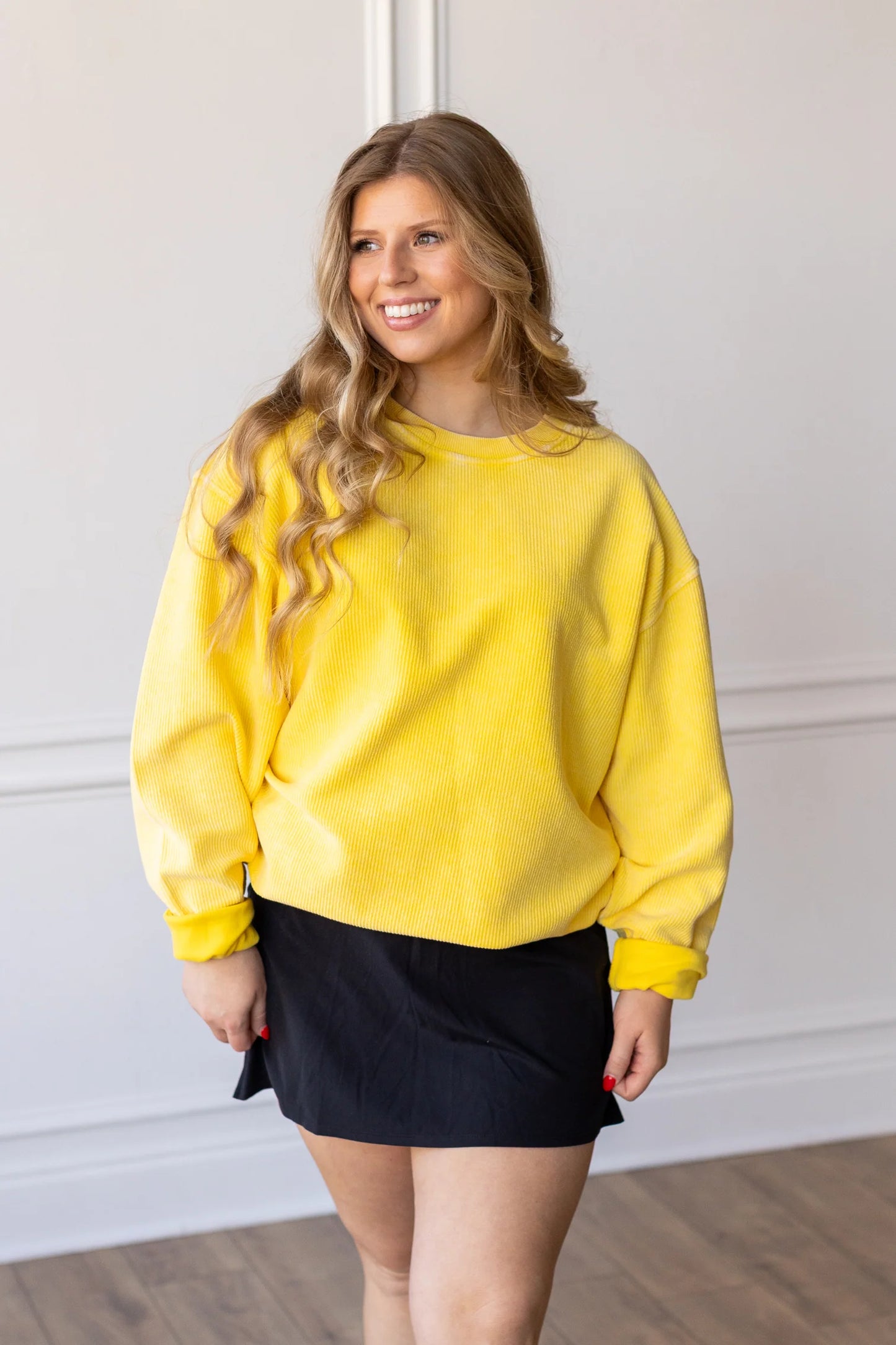 GOLD - Essential Luxe Corded Crew Sweatshirt
