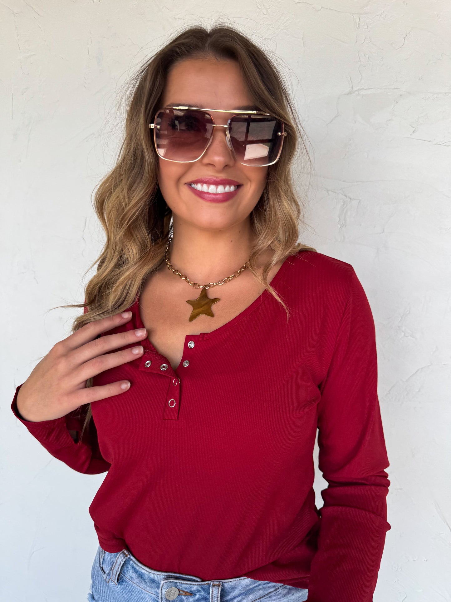 PREORDER- FALL BROOKLYN SNAP HENLEY TOP