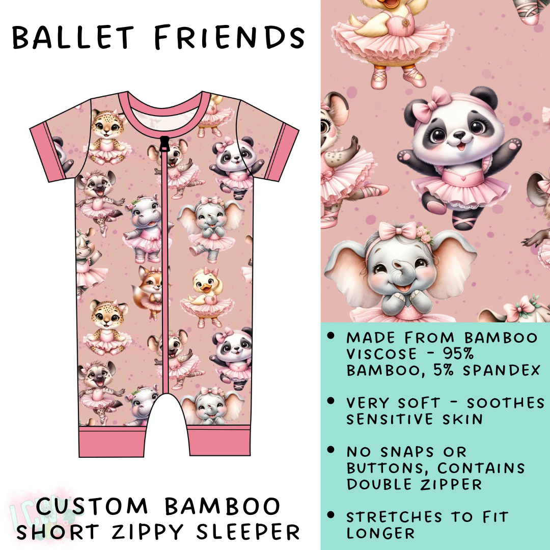 Batch #138 - Little Dreamers - Closes 6/25 - ETA mid August - Ballet Friends Bamboo Short Zippy Sleeper