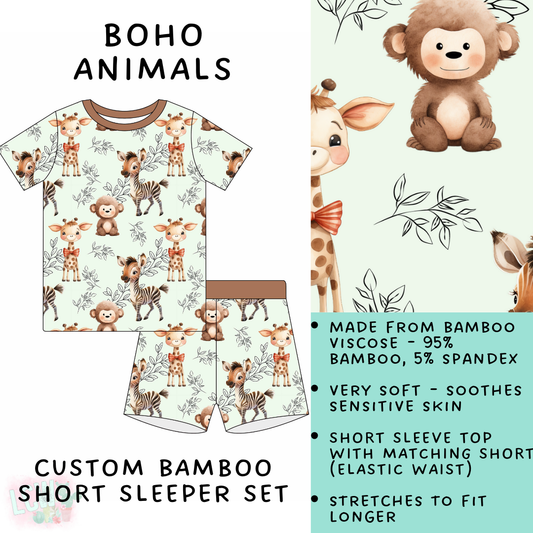 Batch #138 - Little Dreamers - Closes 6/26 - ETA mid August - Boho Animals Bamboo Short Sleeper Set