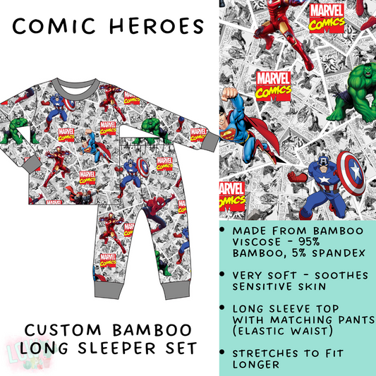 Batch #138 - Little Dreamers - Closes 6/26 - ETA mid August - Comic Heroes Bamboo Long Sleeper Set