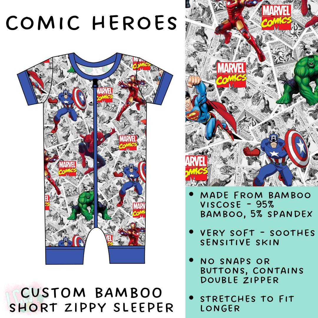 Batch #138 - Little Dreamers - Closes 6/25 - ETA mid August - Comic Heroes Bamboo Short Zippy Sleeper