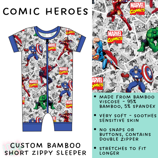 Batch #138 - Little Dreamers - Closes 6/25 - ETA mid August - Comic Heroes Bamboo Short Zippy Sleeper