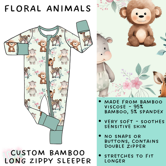 Batch #138 - Little Dreamers - Closes 6/25 - ETA mid August - Floral Animals Bamboo Long Zippy Sleeper