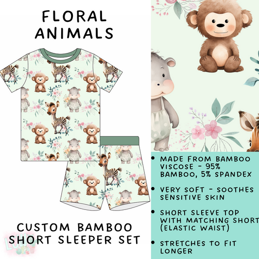 Batch #138 - Little Dreamers - Closes 6/26 - ETA mid August - Floral Animals Bamboo Short Sleeper Set