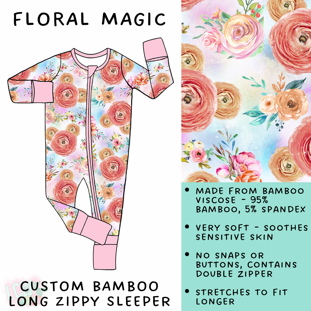 Batch #138 - Little Dreamers - Closes 6/25 - ETA mid August - Floral Magic Bamboo Long Zippy Sleeper
