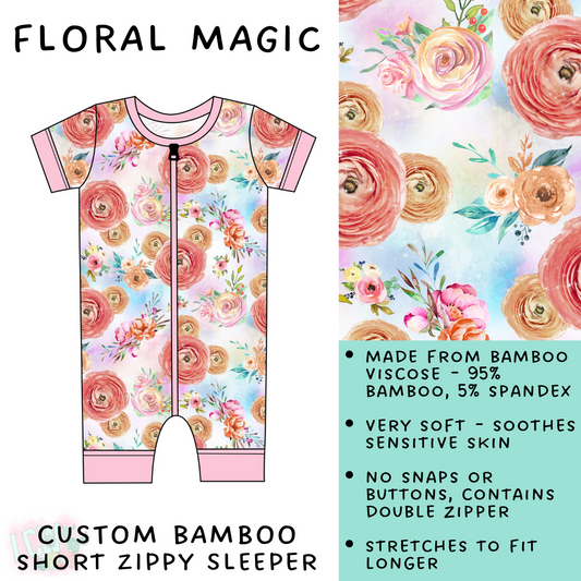 Batch #138 - Little Dreamers - Closes 6/25 - ETA mid August - Floral Magic Bamboo Short Zippy Sleeper