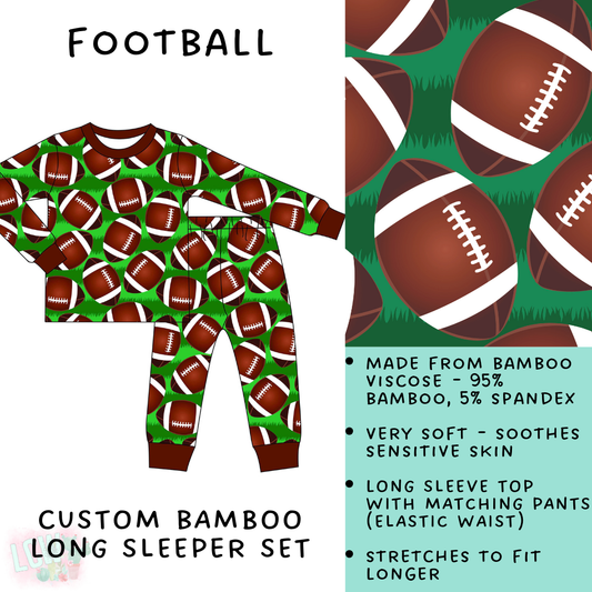 Batch #138 - Little Dreamers - Closes 6/26 - ETA mid August - Football Bamboo Long Sleeper Set