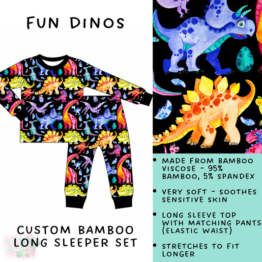 Batch #138 - Little Dreamers - Closes 6/26 - ETA mid August - Fun Dinos Bamboo Long Sleeper Set