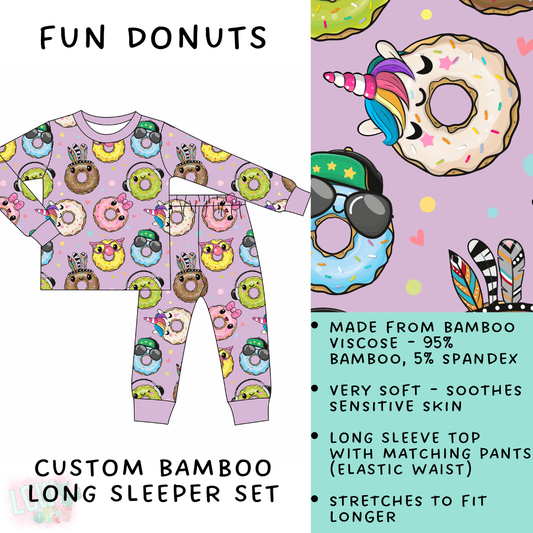 Batch #138 - Little Dreamers - Closes 6/26 - ETA mid August - Fun Donuts Bamboo Long Sleeper Set