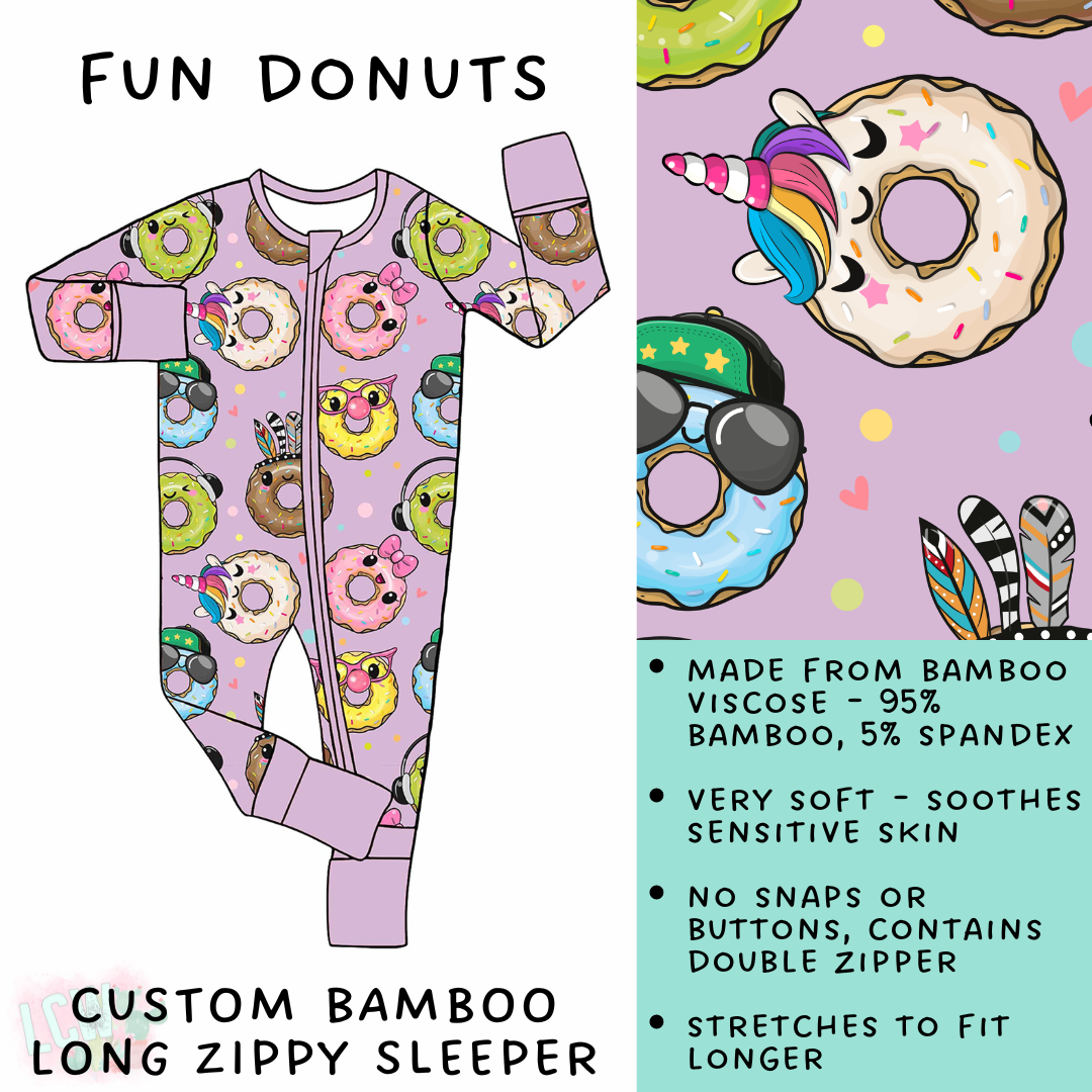 Batch #138 - Little Dreamers - Closes 6/25 - ETA mid August - Fun Donuts Bamboo Long Zippy Sleeper