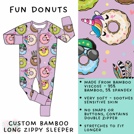 Batch #138 - Little Dreamers - Closes 6/25 - ETA mid August - Fun Donuts Bamboo Long Zippy Sleeper