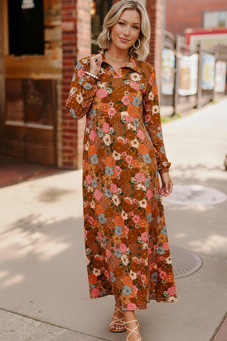 Groovy Garden Rust Maxi Dress