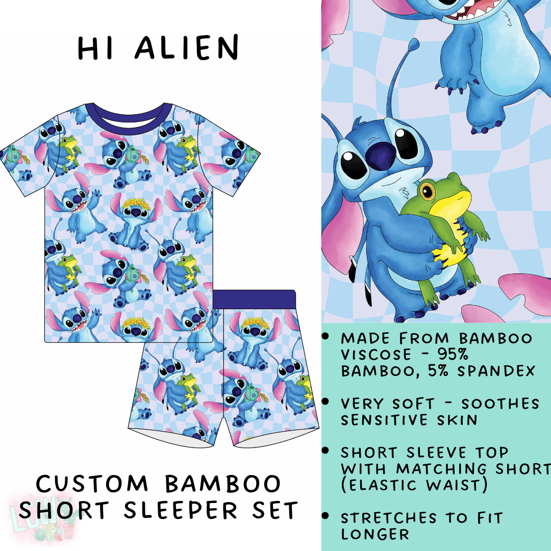 Batch #138 - Little Dreamers - Closes 6/26 - ETA mid August - Hi Alien Bamboo Short Sleeper Set