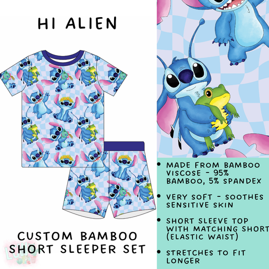 Batch #138 - Little Dreamers - Closes 6/26 - ETA mid August - Hi Alien Bamboo Short Sleeper Set