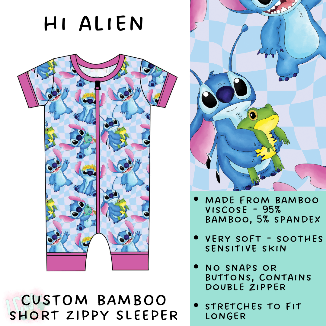 Batch #138 - Little Dreamers - Closes 6/25 - ETA mid August - Hi Alien Bamboo Short Zippy Sleeper