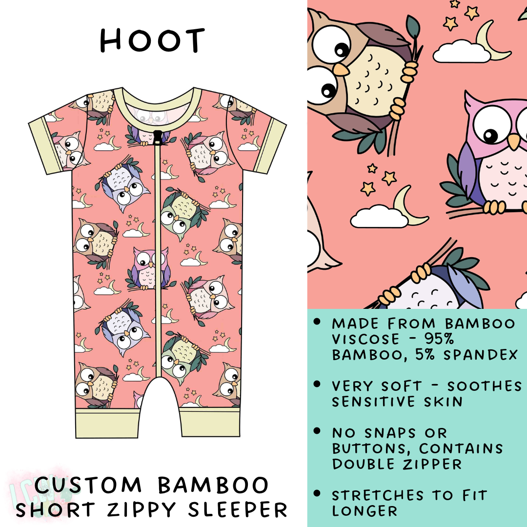 Batch #138 - Little Dreamers - Closes 6/25 - ETA mid August - Hoot Bamboo Short Zippy Sleeper