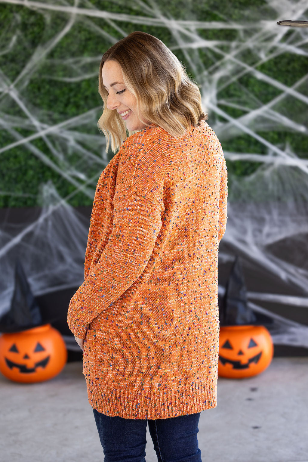 PREBOOK Carly Confetti Dot Cardigan - Pumpkin