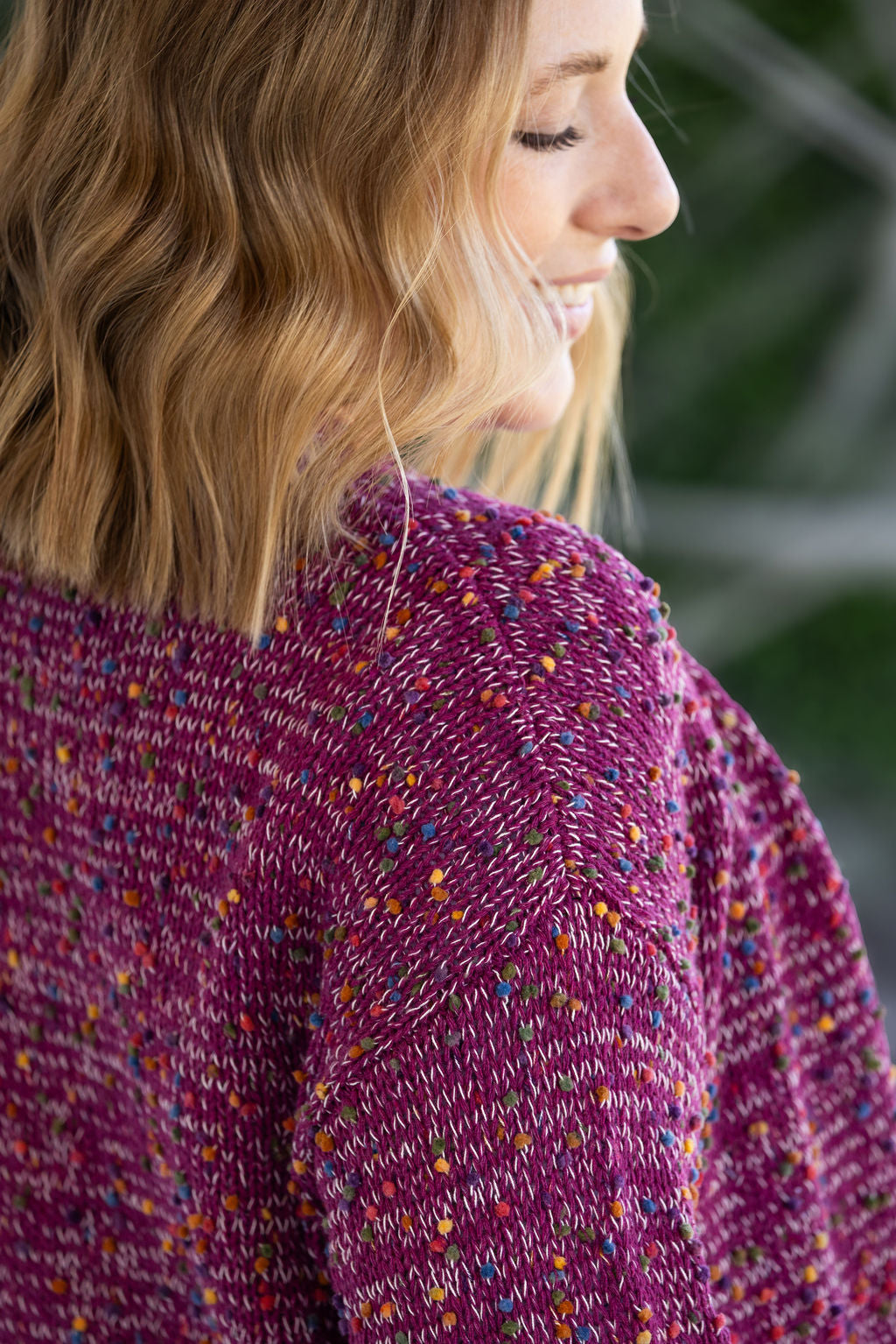 PREBOOK Carly Confetti Dot Cardigan - Dusty Magenta