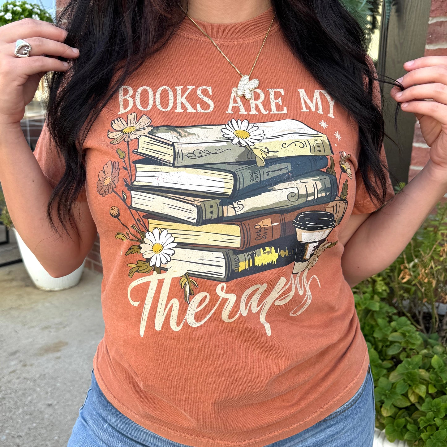 Books Are My Theraphy Graphic Tee