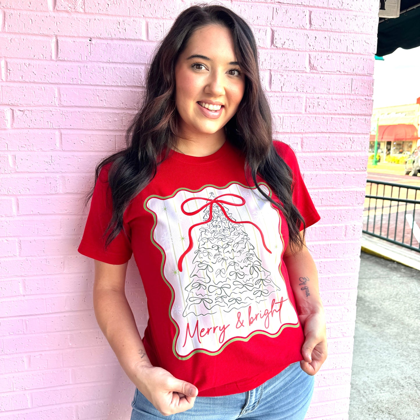Merry & Bright Bow Graphic Tee