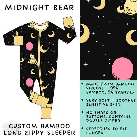 Batch #138 - Little Dreamers - Closes 6/25 - ETA mid August - Midnight Bear Bamboo Long Zippy Sleeper