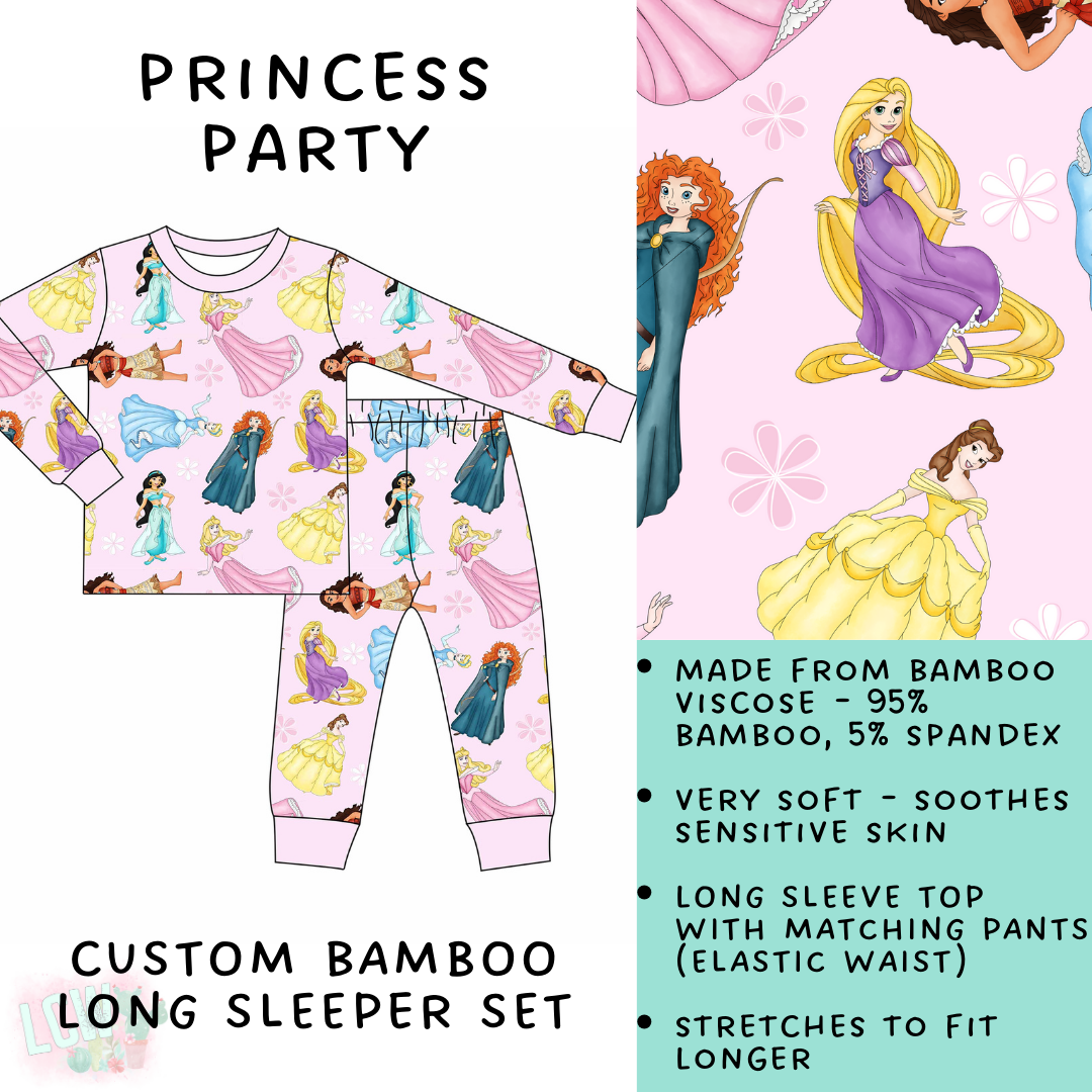 Batch #138 - Little Dreamers - Closes 6/26 - ETA mid August - Princess Party Bamboo Long Sleeper Set