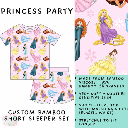 Batch #138 - Little Dreamers - Closes 6/26 - ETA mid August - Princess Party Bamboo Short Sleeper Set