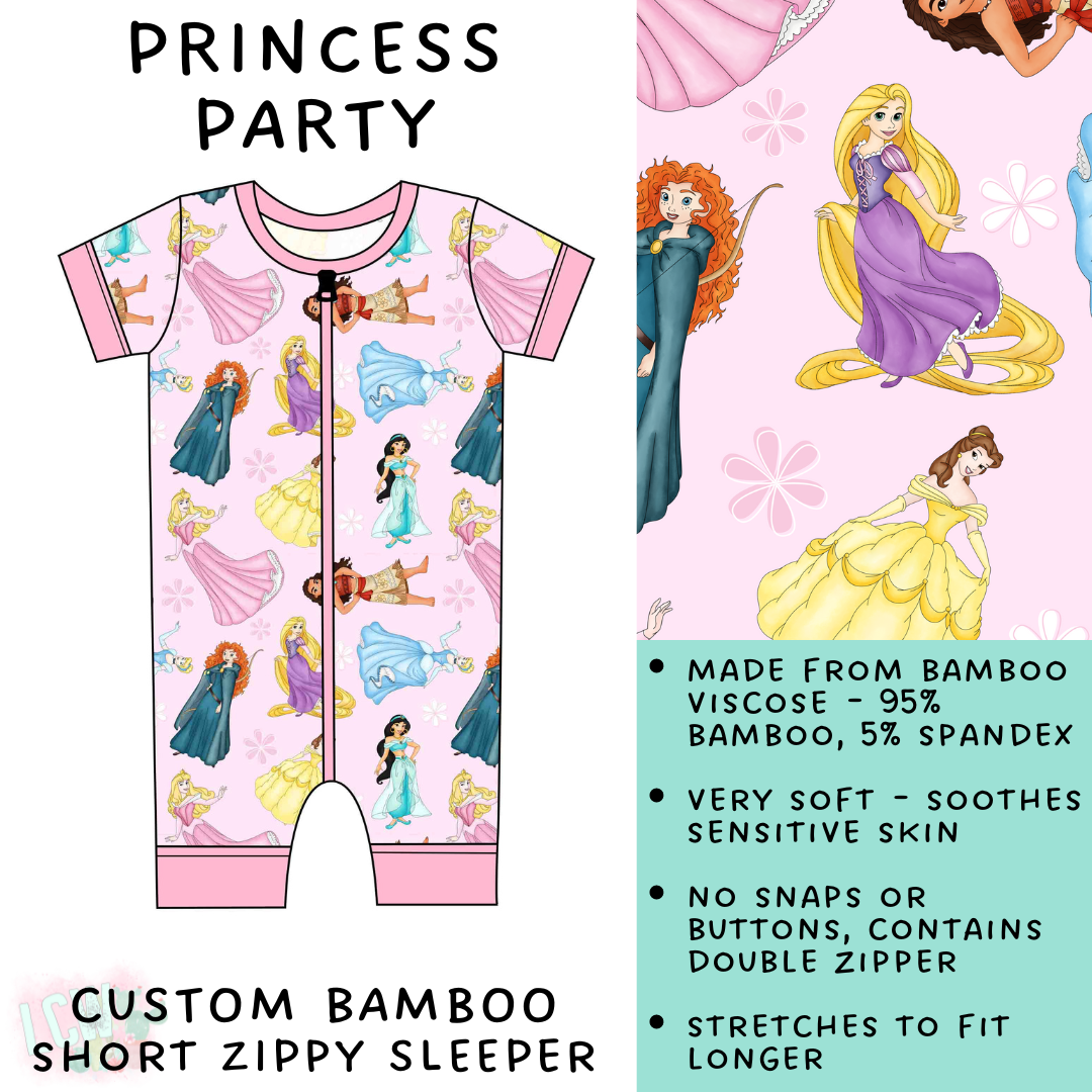Batch #138 - Little Dreamers - Closes 6/25 - ETA mid August - Princess Party Short Zippy Sleeper