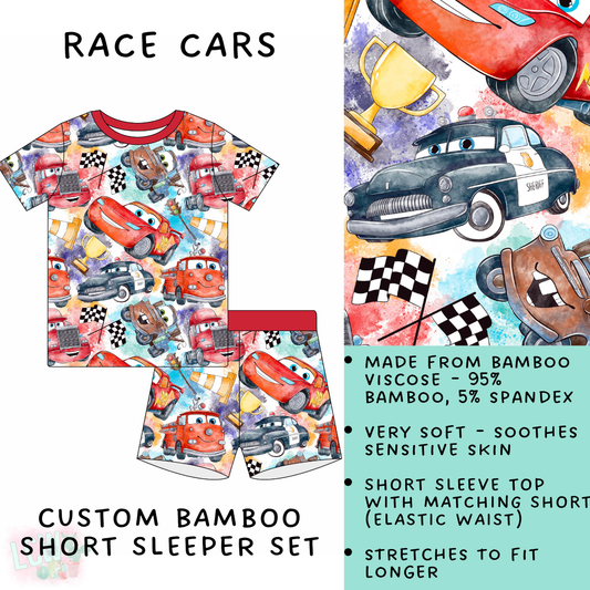 Batch #138 - Little Dreamers - Closes 6/26 - ETA mid August - Race Cars Bamboo Short Sleeper Set