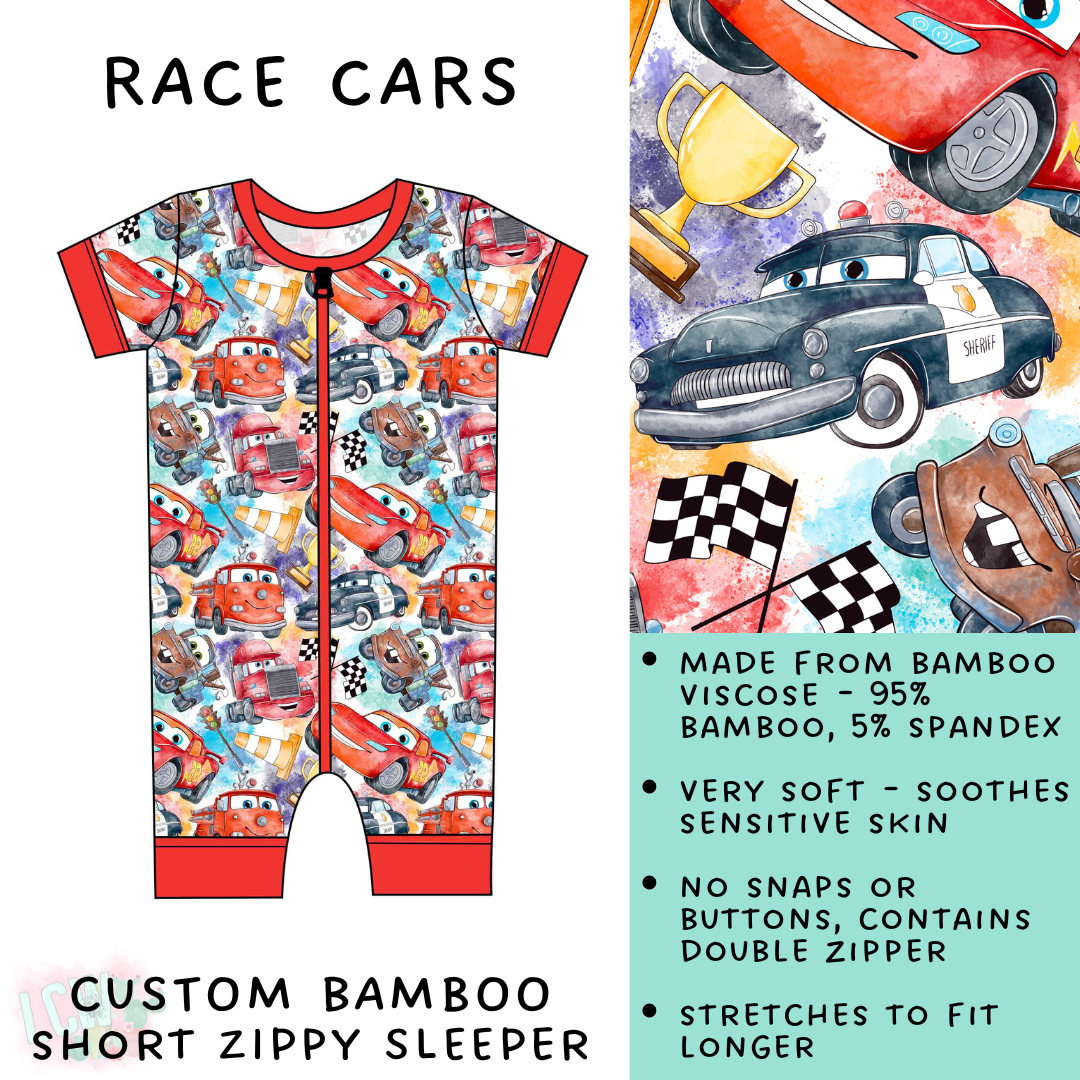 Batch #138 - Little Dreamers - Closes 6/25 - ETA mid August - Race Cars Short Zippy Sleeper