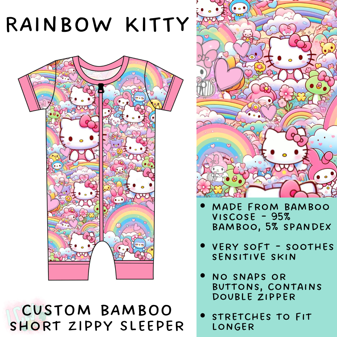 Batch #138 - Little Dreamers - Closes 6/25 - ETA mid August - Rainbow Kitty Short Zippy Sleeper
