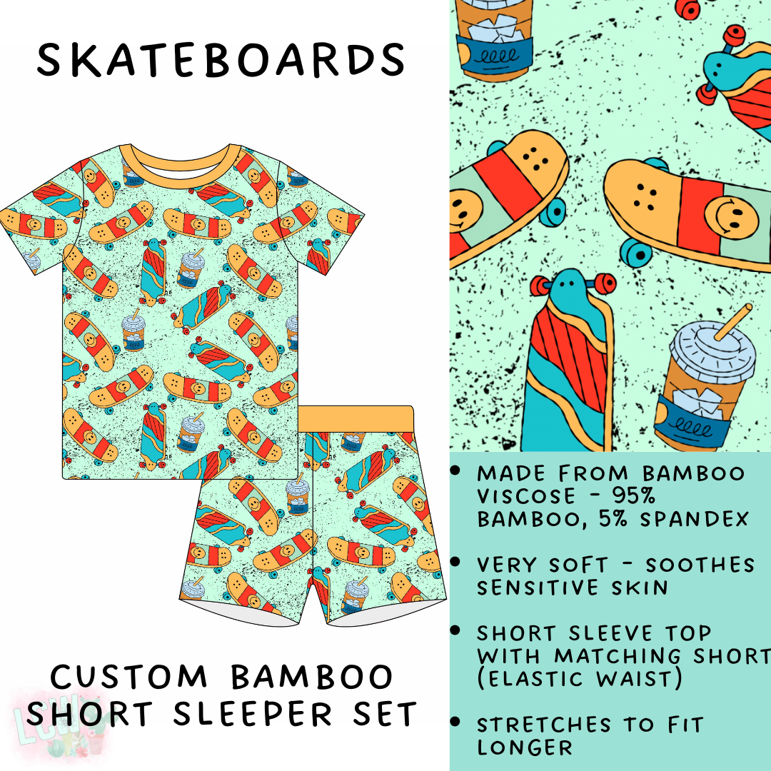 Batch #138 - Little Dreamers - Closes 6/26 - ETA mid August - Skateboards Bamboo Short Sleeper Set