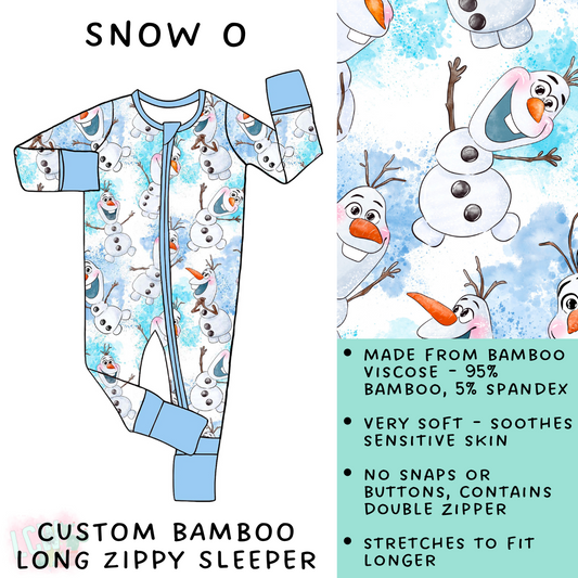 Batch #138 - Little Dreamers - Closes 6/25 - ETA mid August - Snow O Bamboo Long Zippy Sleeper