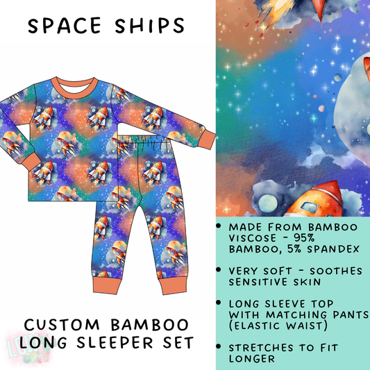 Batch #138 - Little Dreamers - Closes 6/26 - ETA mid August - Space Ships Bamboo Long Sleeper Set