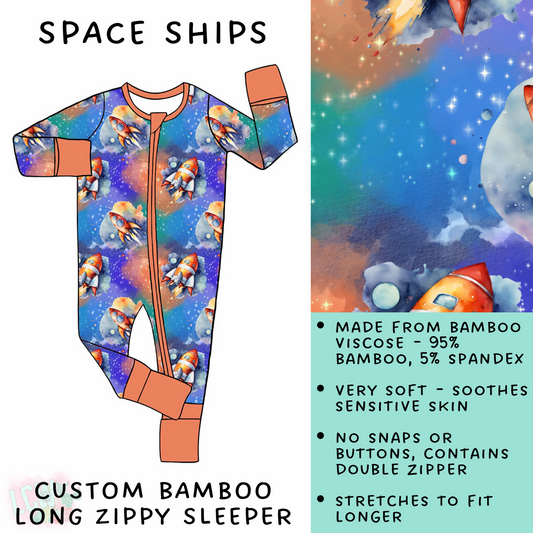Batch #138 - Little Dreamers - Closes 6/25 - ETA mid August - Space Ships Bamboo Long Zippy Sleeper