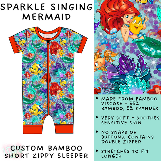 Batch #138 - Little Dreamers - Closes 6/25 - ETA mid August - Sparkle Singing Mermaid Short Zippy Sleeper