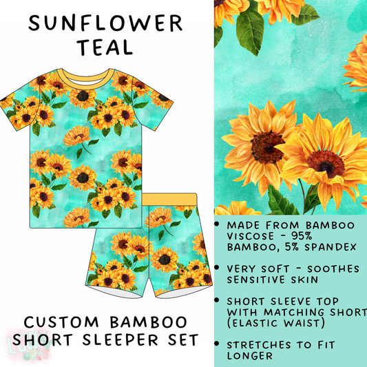 Batch #138 - Little Dreamers - Closes 6/26 - ETA mid August - Sunflower Teal Bamboo Short Sleeper Set