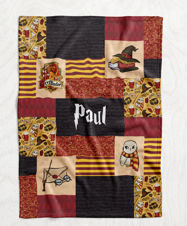 Personalized H.P. Inspired Blanket - Hogwarts Gryffindor