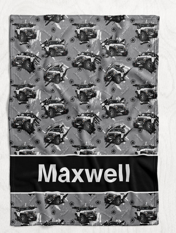 Personalized White Off Road Vehicle Blanket