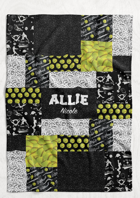 Personalized Girl's Softball Blanket