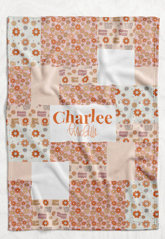 Personalized Girl's Choose Happy / Good Vibes Blanket